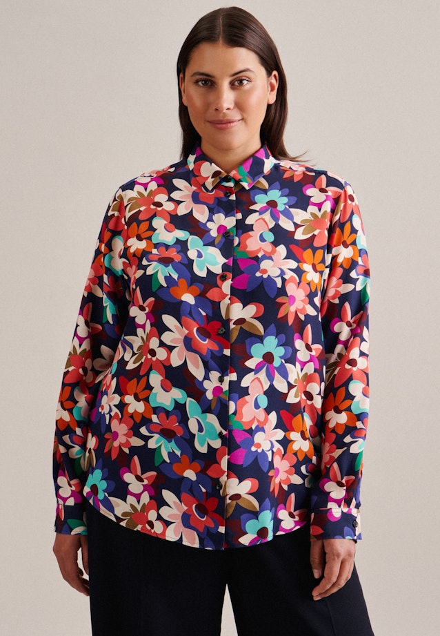 Grande taille Collar Shirt Blouse in Dark Blue | Seidensticker Onlineshop