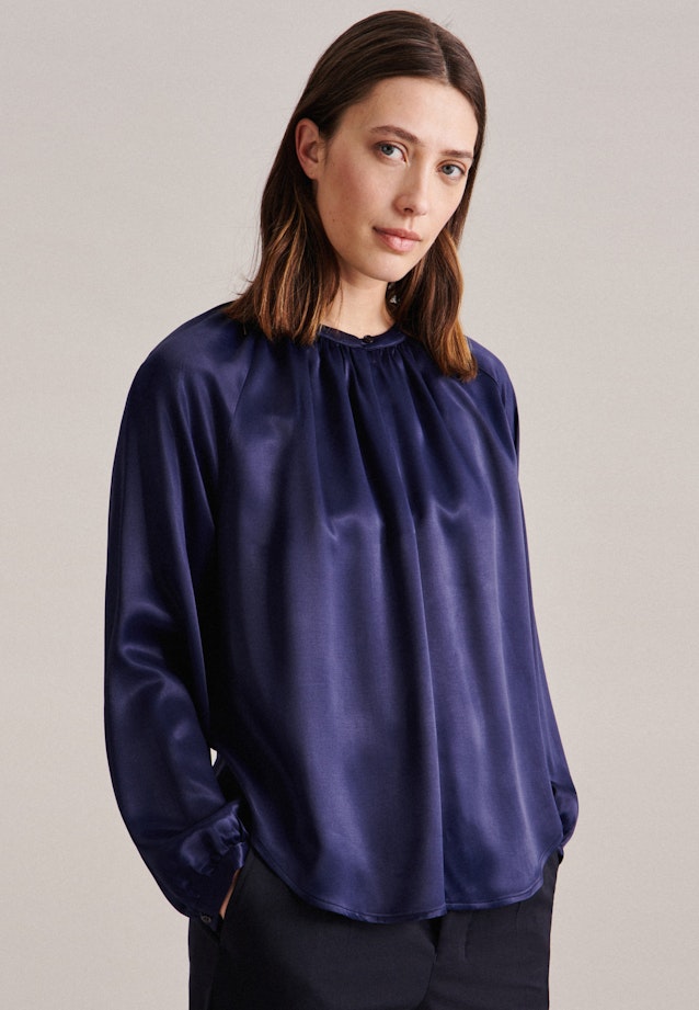 Long sleeve Satin Shirt Blouse in Dark Blue | Seidensticker Onlineshop