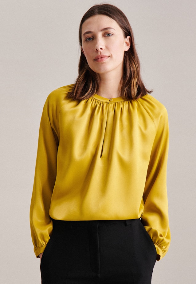 Long sleeve Satin Shirt Blouse in Yellow |  Seidensticker Onlineshop