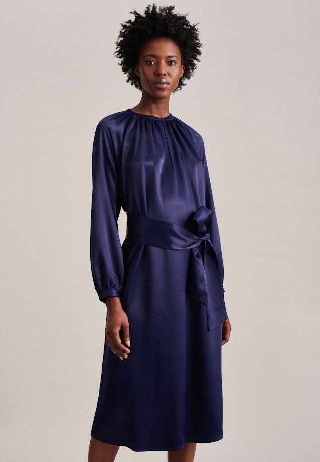 Satin Midi (knee-length) Dress in Dark Blue | Seidensticker Onlineshop