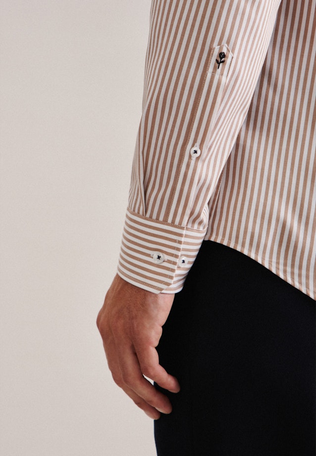 Non-iron Twill Business Shirt in Slim with Kent-Collar in Brown |  Seidensticker Onlineshop