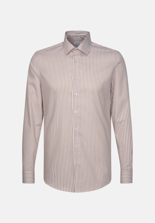 Non-iron Twill Business Shirt in Slim with Kent-Collar in Brown |  Seidensticker Onlineshop
