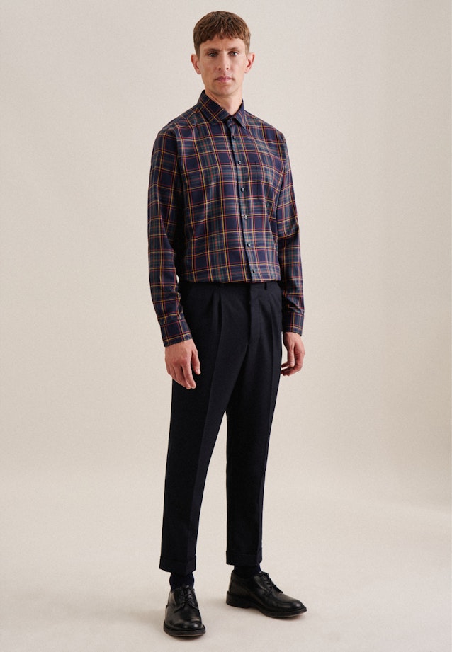 Regular Chemise d'affaires carreaux in Bleu Foncé |  Seidensticker Onlineshop