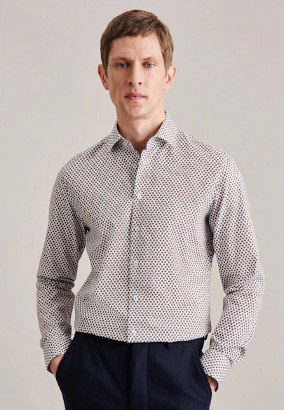Slim Business Hemd Druck in Braun |  Seidensticker Onlineshop