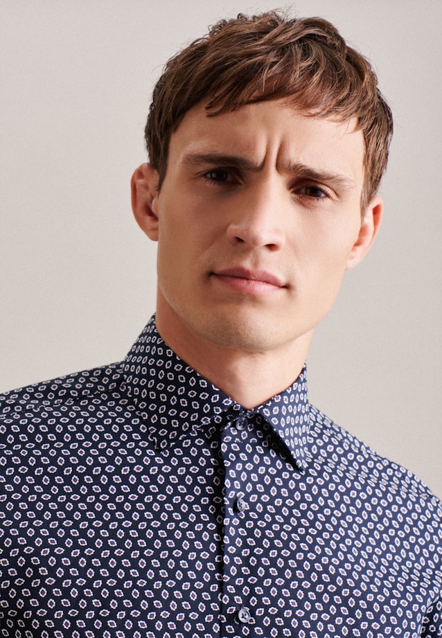 Slim Business Hemd Druck in Dunkelblau |  Seidensticker Onlineshop