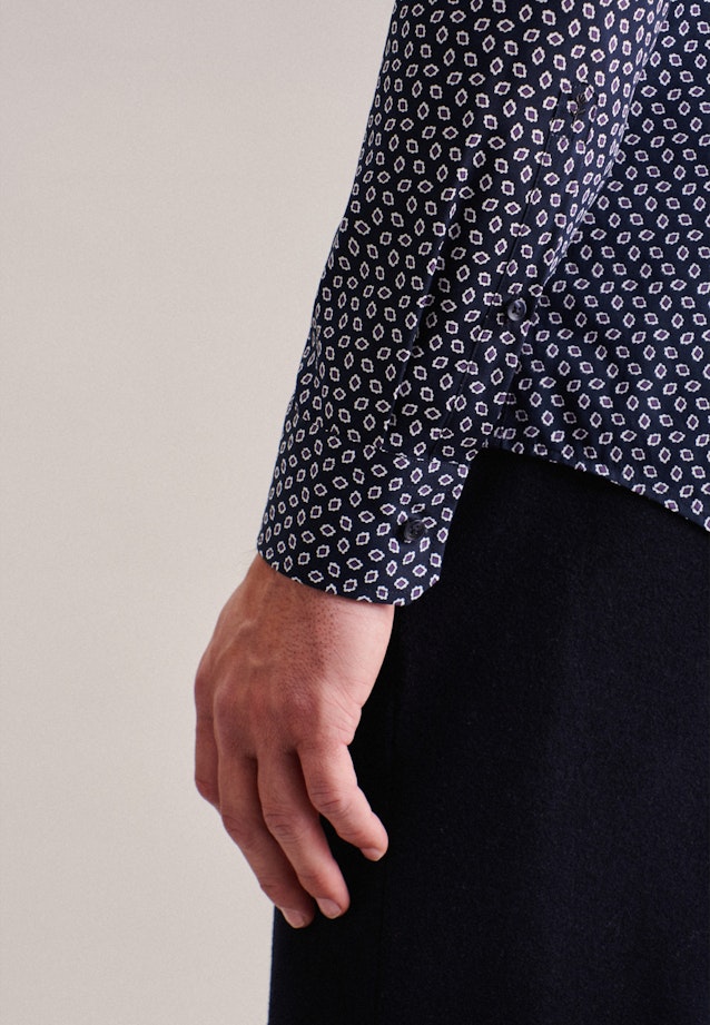 Slim Business Hemd Druck in Dunkelblau |  Seidensticker Onlineshop
