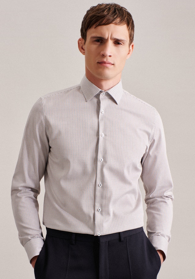 Non-iron Twill Business Shirt in Shaped with Kent-Collar in Brown | Seidensticker Onlineshop