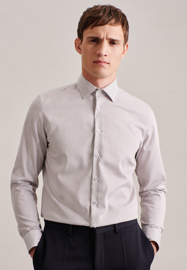 Shaped Business Hemd Karo in Braun |  Seidensticker Onlineshop