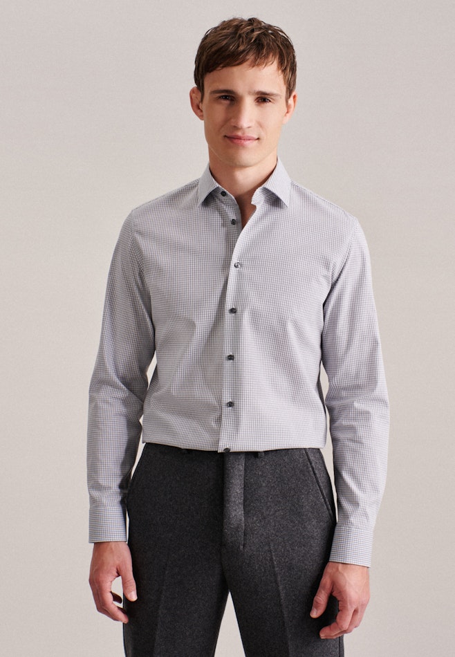 Non-iron Poplin Business Shirt in X-Slim with Kent-Collar in Grey | Seidensticker online shop