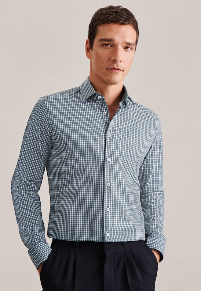 Non-iron Poplin Business Shirt in X-Slim with Kent-Collar in Green | Seidensticker online shop