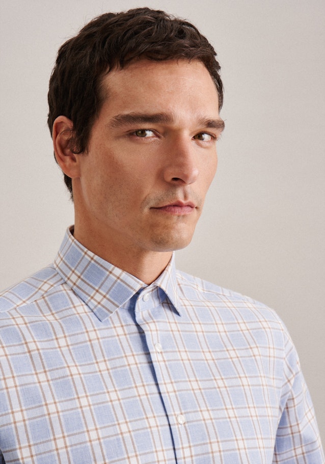Flannel shirt in Regular with Kent-Collar in Light Blue |  Seidensticker Onlineshop