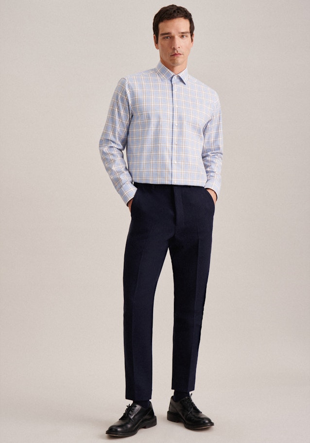 Flannel shirt in Regular with Kent-Collar in Light Blue |  Seidensticker Onlineshop