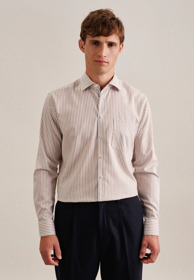 Comfort Business Hemd Streifen in Braun | Seidensticker Onlineshop