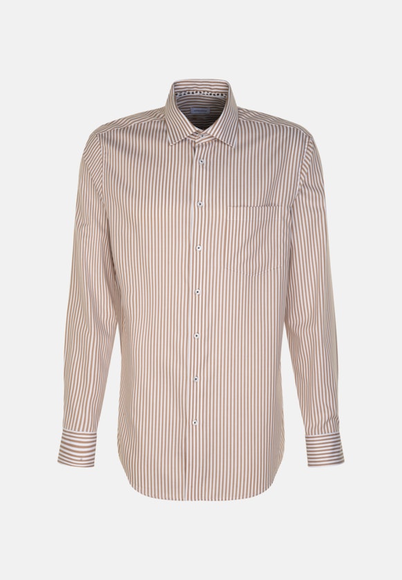 Non-iron Twill Business Shirt in Comfort with Kent-Collar in Brown |  Seidensticker Onlineshop