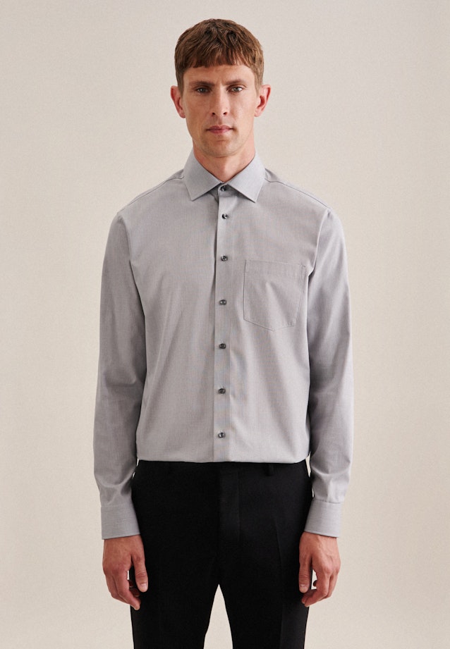 Non-iron Structure Business Shirt in Regular with Kent-Collar in Grey | Seidensticker Onlineshop