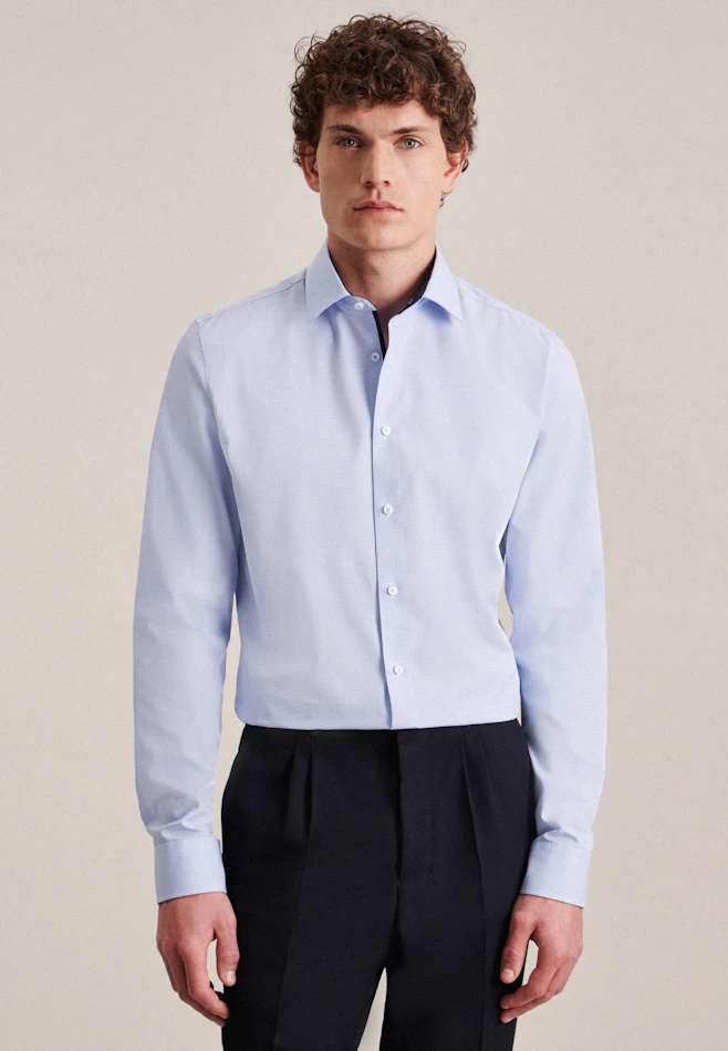 Slim Chemise d'affaires carreaux dans Bleu Clair | Boutique en ligne Seidensticker