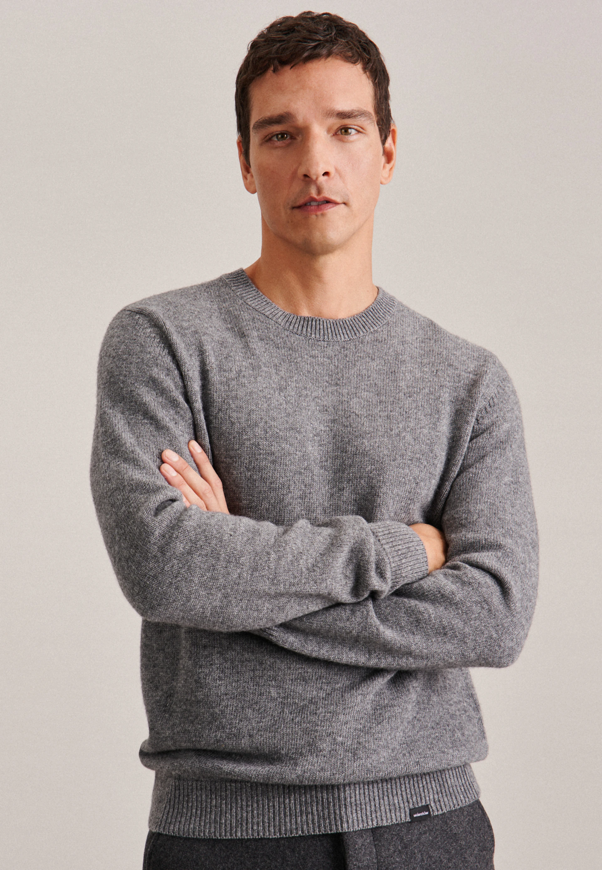 Herren Rundhals Pullover Regular grau | Seidensticker