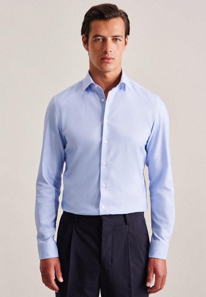 Chemise Performance Slim Manche Longue Classique dans Bleu Moyen | Boutique en ligne Seidensticker