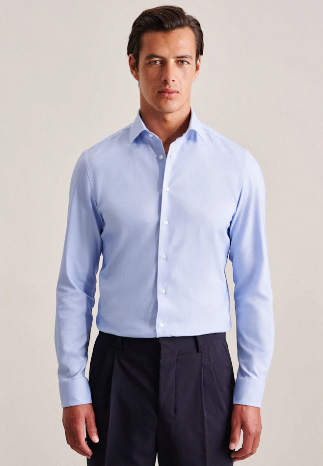 Slim Performance-Hemd Uni in Mittelblau | Seidensticker Onlineshop