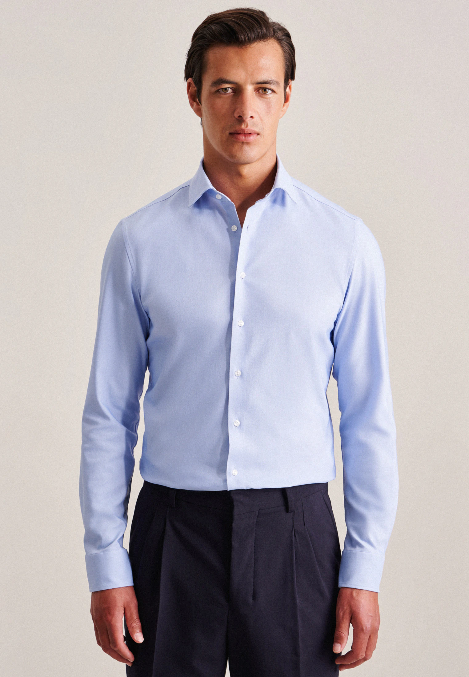 Slim Performance-Hemd Uni Blau 40
