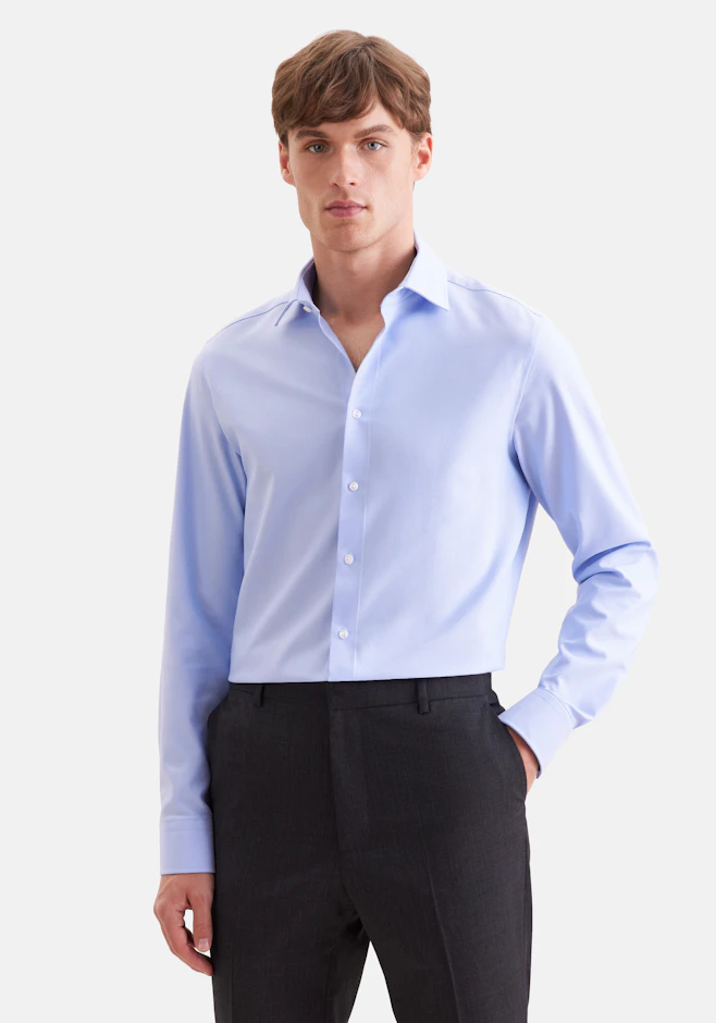 Slim Performance-Hemd Uni in Mittelblau | Seidensticker Onlineshop