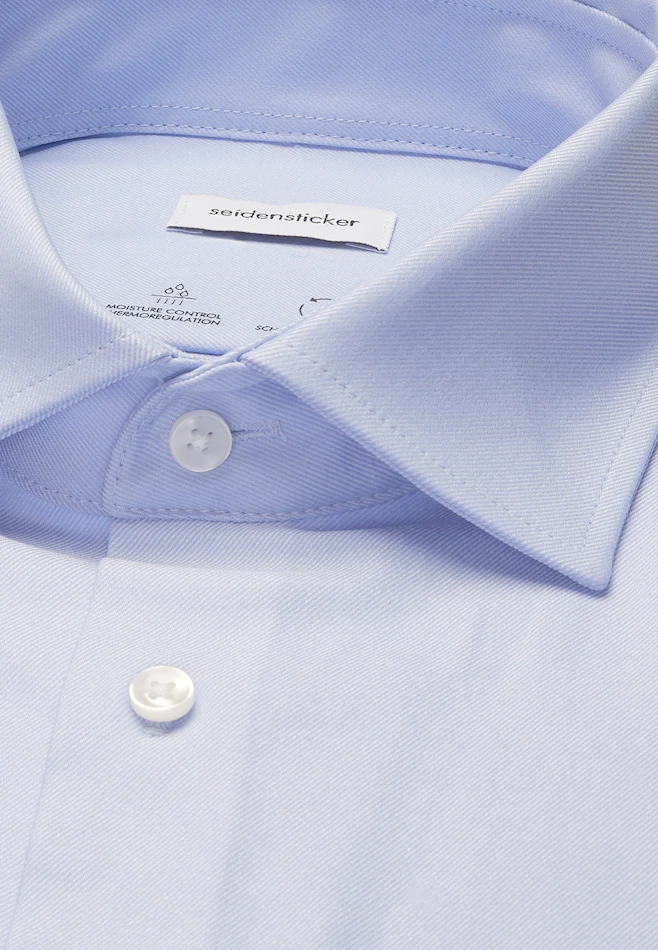 Slim Chemise Performance Uni dans Bleu Moyen | Boutique en ligne Seidensticker