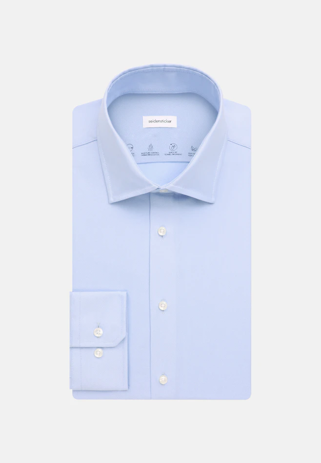 Slim Chemise Performance Uni dans Bleu Moyen | Boutique en ligne Seidensticker