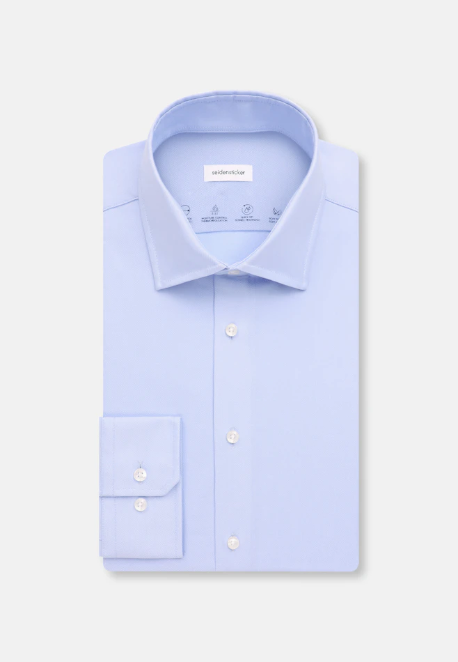 Slim Performance-Hemd Uni in Mittelblau | Seidensticker Onlineshop