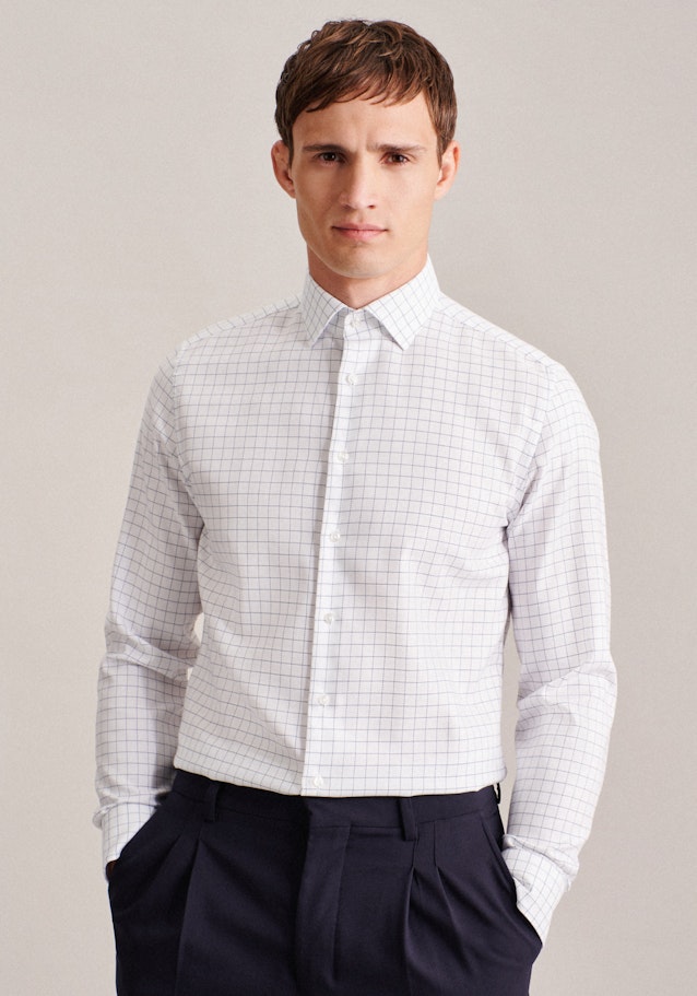 Non-iron Twill Business Shirt in Slim with Kent-Collar in Medium Blue | Seidensticker Onlineshop