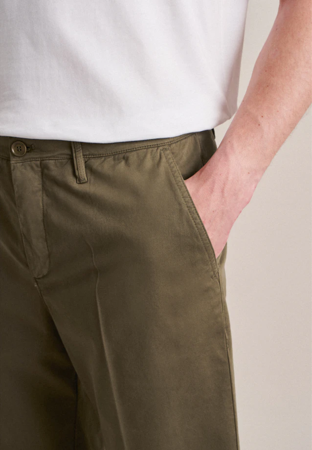 Regular Short Chino Uni in Vert |  Seidensticker Onlineshop