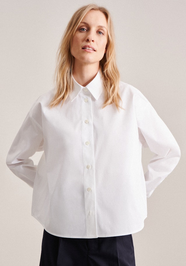 Bügelfreie Langarm Twill Hemdbluse in Weiß | Seidensticker Onlineshop