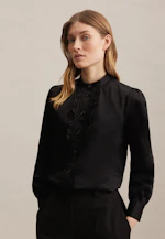Stehkragenbluse Uni glänzend in Schwarz |  Seidensticker Onlineshop
