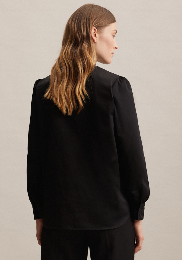 Long sleeve Satin Stand-Up Blouse in Black | Seidensticker Onlineshop