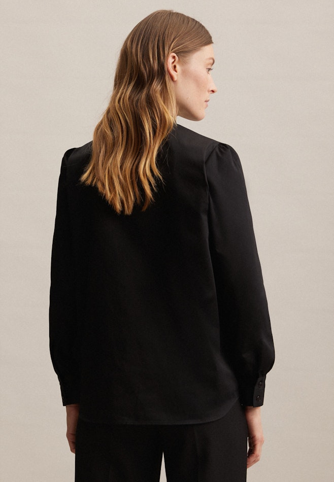 Long sleeve Satin Stand-Up Blouse in Black | Seidensticker online shop