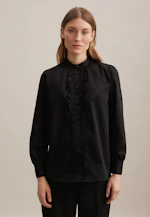 Stehkragenbluse Uni glänzend in Schwarz |  Seidensticker Onlineshop