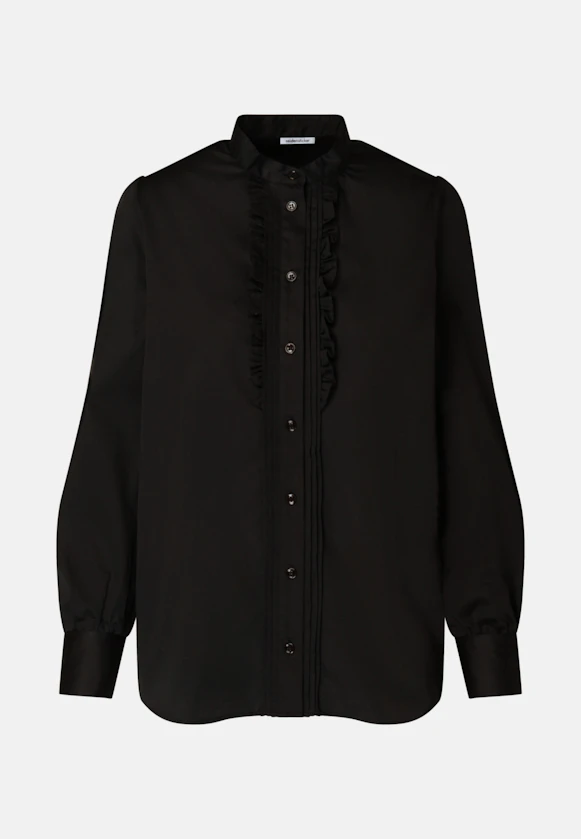 Stehkragenbluse Uni glänzend in Schwarz |  Seidensticker Onlineshop