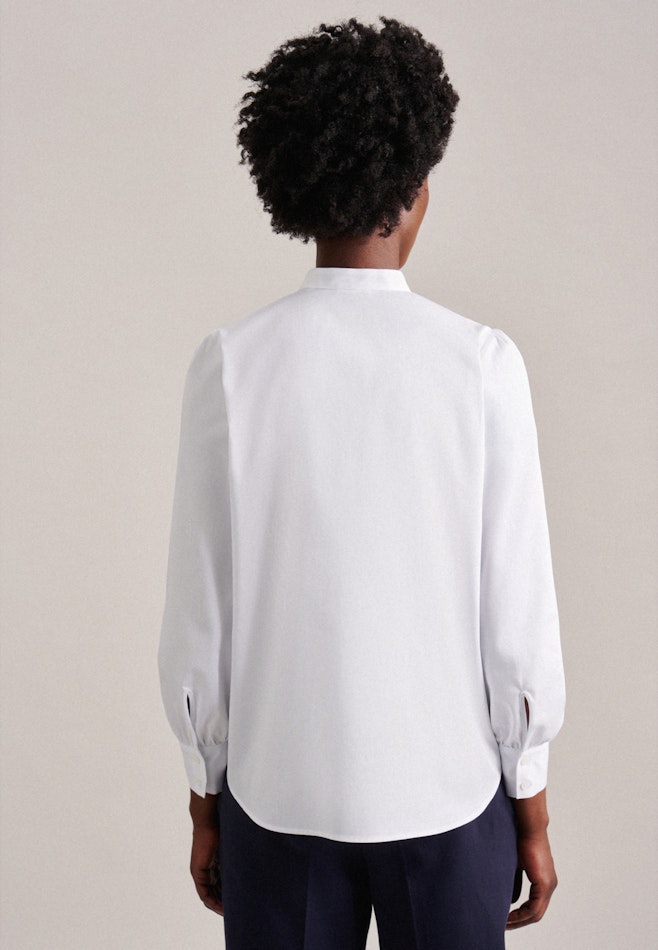 Long sleeve Satin Stand-Up Blouse in White | Seidensticker online shop