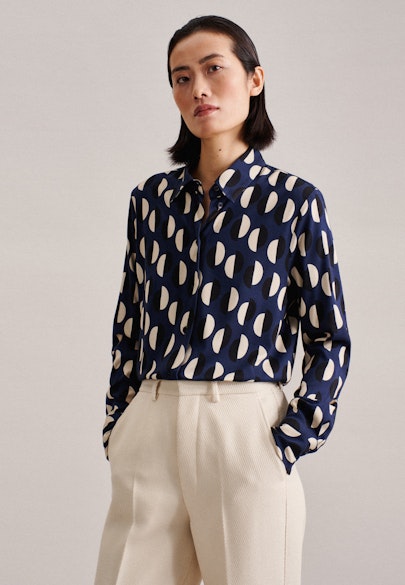 Shirt Blouse Print in Dark Blue |  Seidensticker Onlineshop