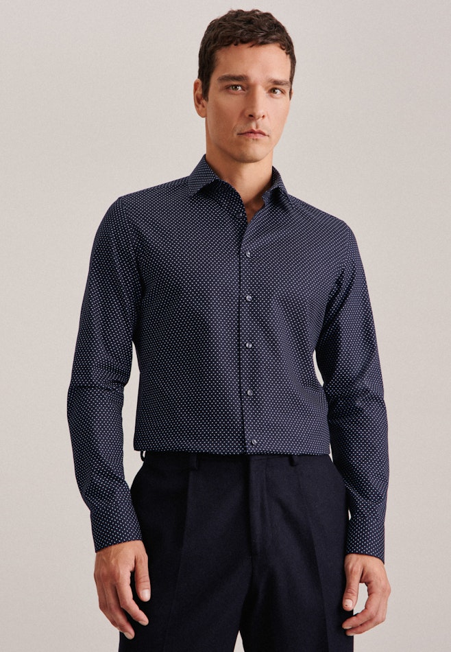 Chemise Business X-Slim Twill (sergé) Col Kent dans Bleu Foncé | Boutique en ligne Seidensticker