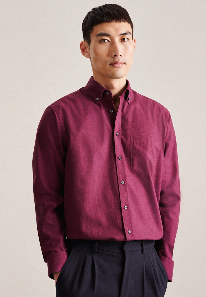 Twill Business Hemd in Regular mit Button-Down-Kragen