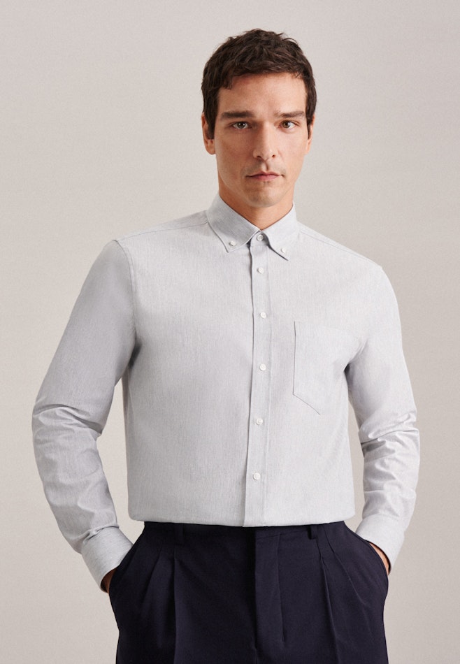 Twill Business Hemd in Regular mit Button-Down-Kragen in Grau | Seidensticker Onlineshop