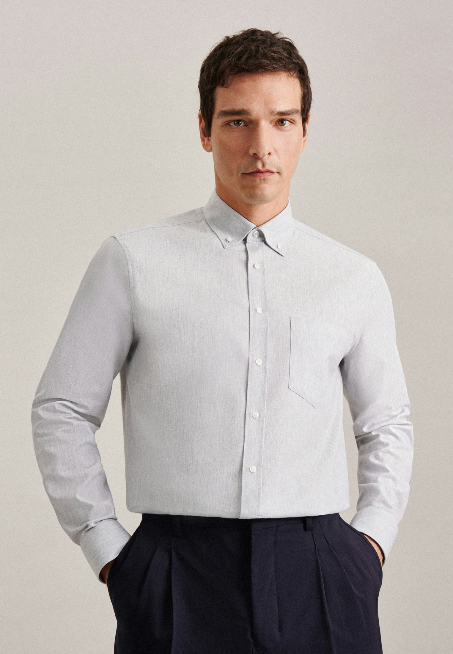 seidensticker Twill Business Hemd in Regular mit Button-Down-Kragen Uni