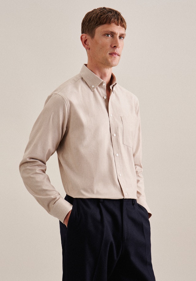 Twill Business Hemd in Regular mit Button-Down-Kragen in Braun | Seidensticker Onlineshop