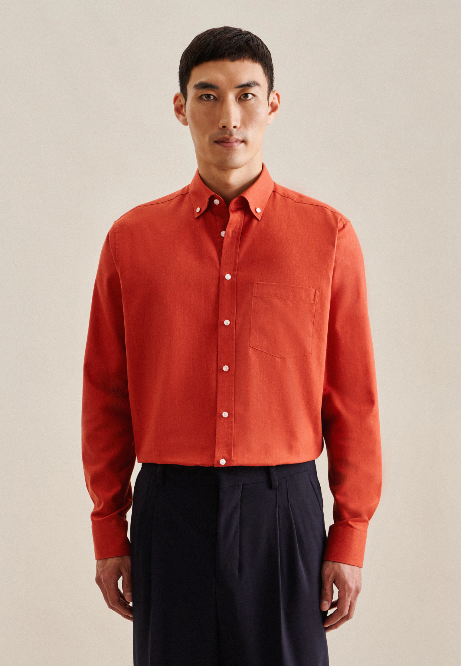 Regular Business Hemd Uni Orange
