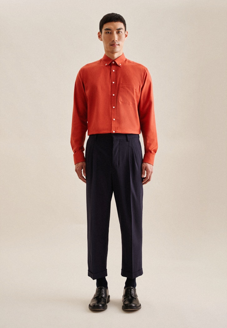 Herren Twill Business orange Regular mit Seidensticker Button-Down-Kragen in Hemd 