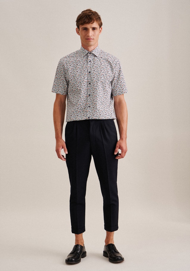 Poplin Short sleeve Business Shirt in Regular with Kent-Collar in Dark Blue |  Seidensticker Onlineshop