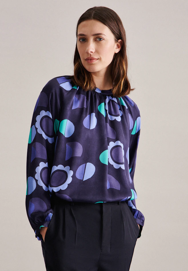 Shirtbluse Druck in Dunkelblau | Seidensticker Onlineshop