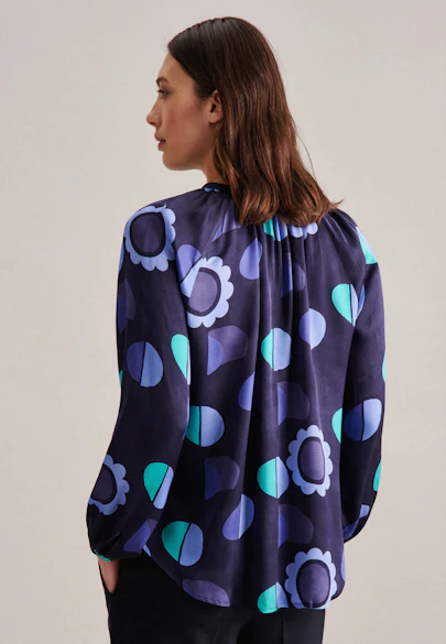 Shirtbluse Druck in Dunkelblau |  Seidensticker Onlineshop