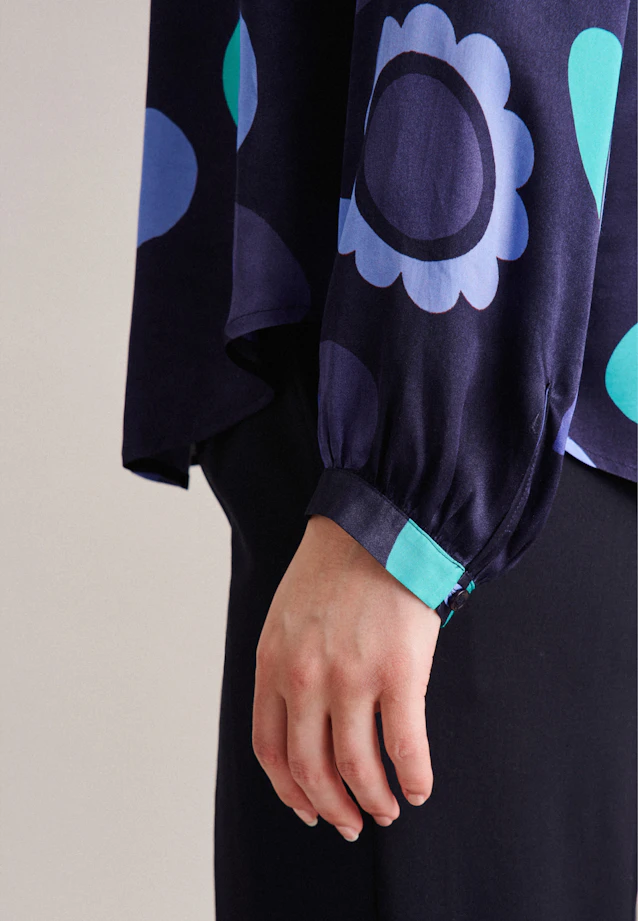 Shirtbluse Druck in Dunkelblau |  Seidensticker Onlineshop