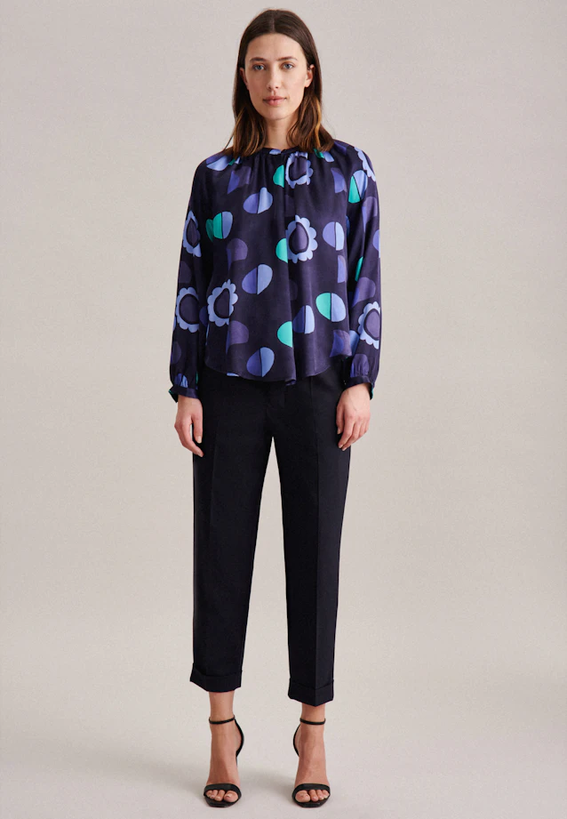 Shirtbluse Druck in Dunkelblau |  Seidensticker Onlineshop